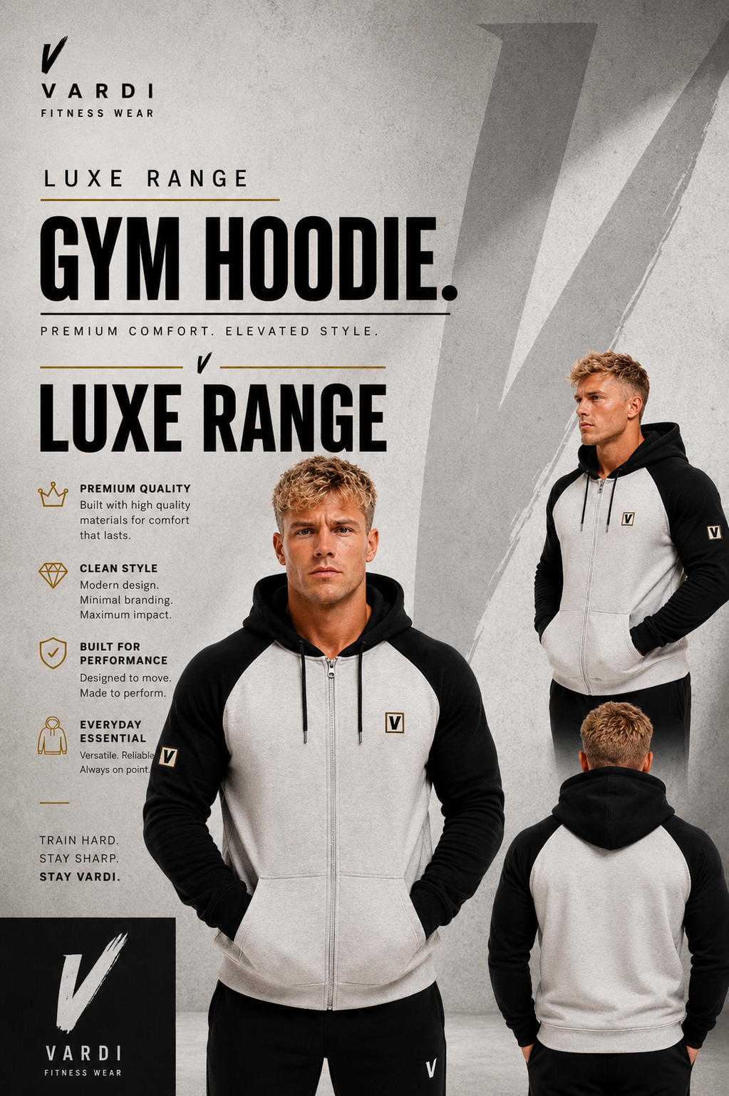 VARDI LUXE Performance Gym Hoodie "Premium UK Fitness Wear”