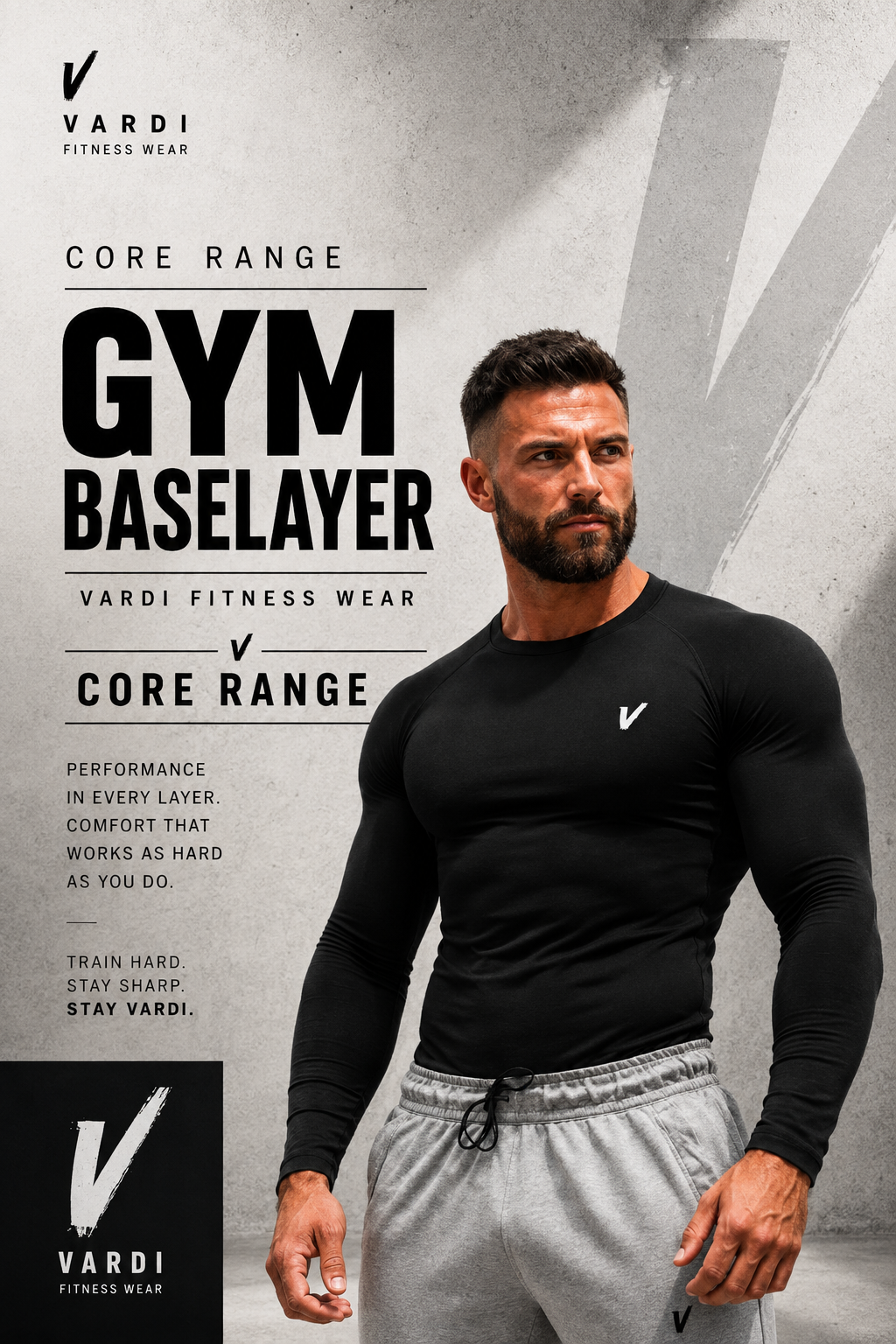 VARDI Men's Muscle Fit Baselayer "Premium UK Fitness Wear”
