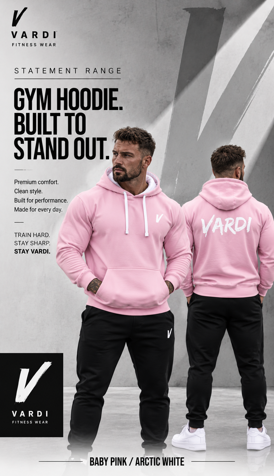 VARDI STATEMENT Men's Gym Hoodie "Premium UK Fitness Wear”
