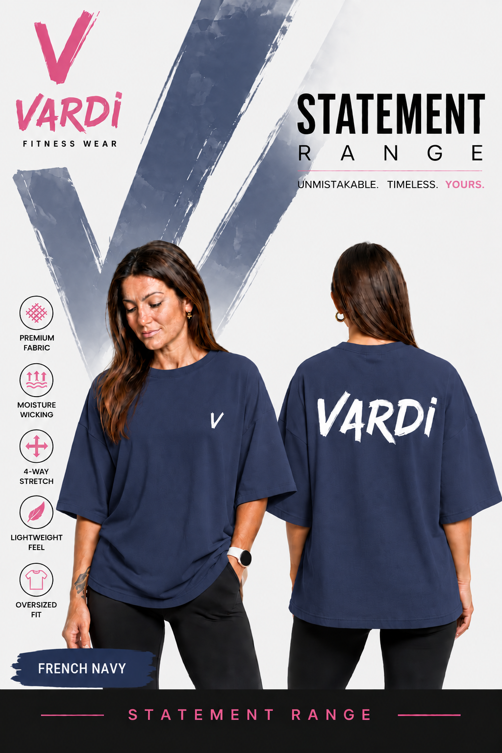 VARDI STATEMENT Women’s Oversized Gym T-Shirt "Premium UK Fitness Wear”