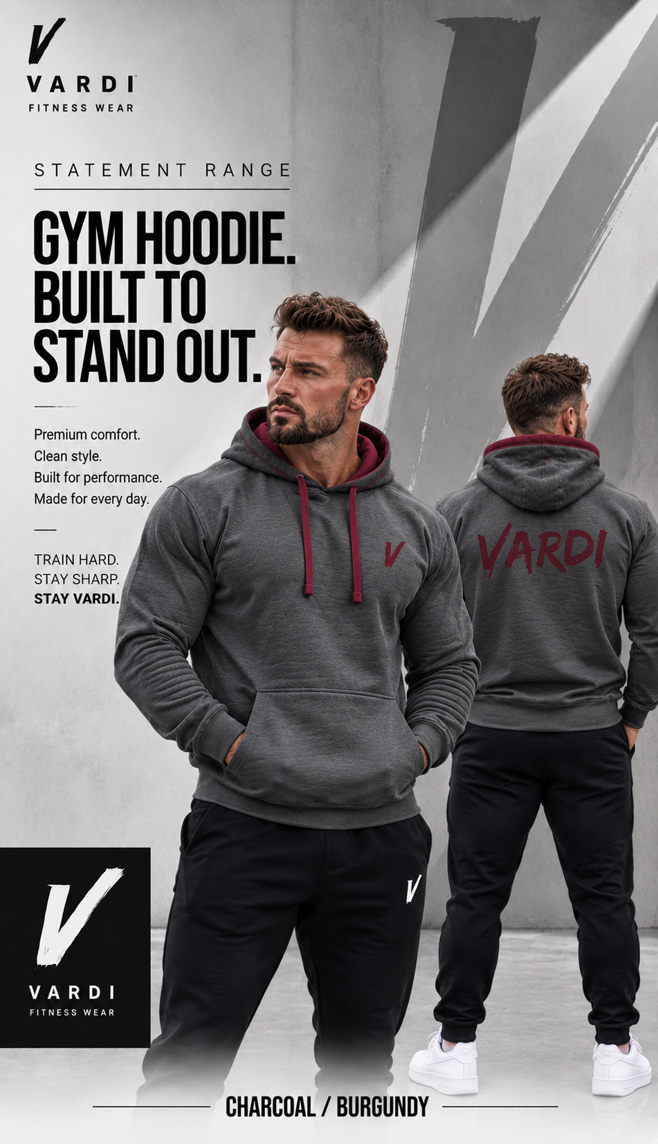 VARDI STATEMENT Men's Gym Hoodie "Premium UK Fitness Wear”