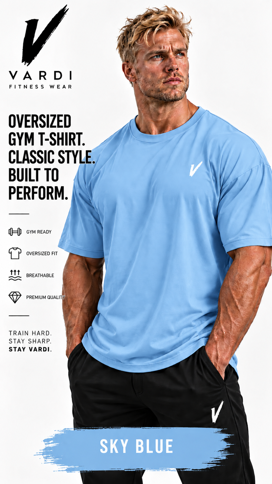 VARDI Oversized Men's Gym T-Shirt "Premium UK Fitness Wear”