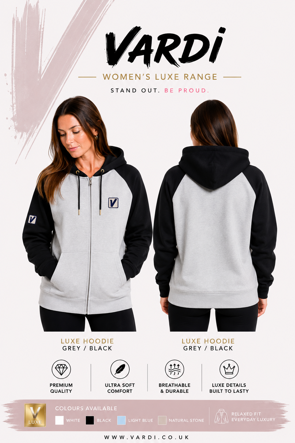 Women's Vardi LUXE Performance Gym Hoodie "Premium UK Fitness Wear”