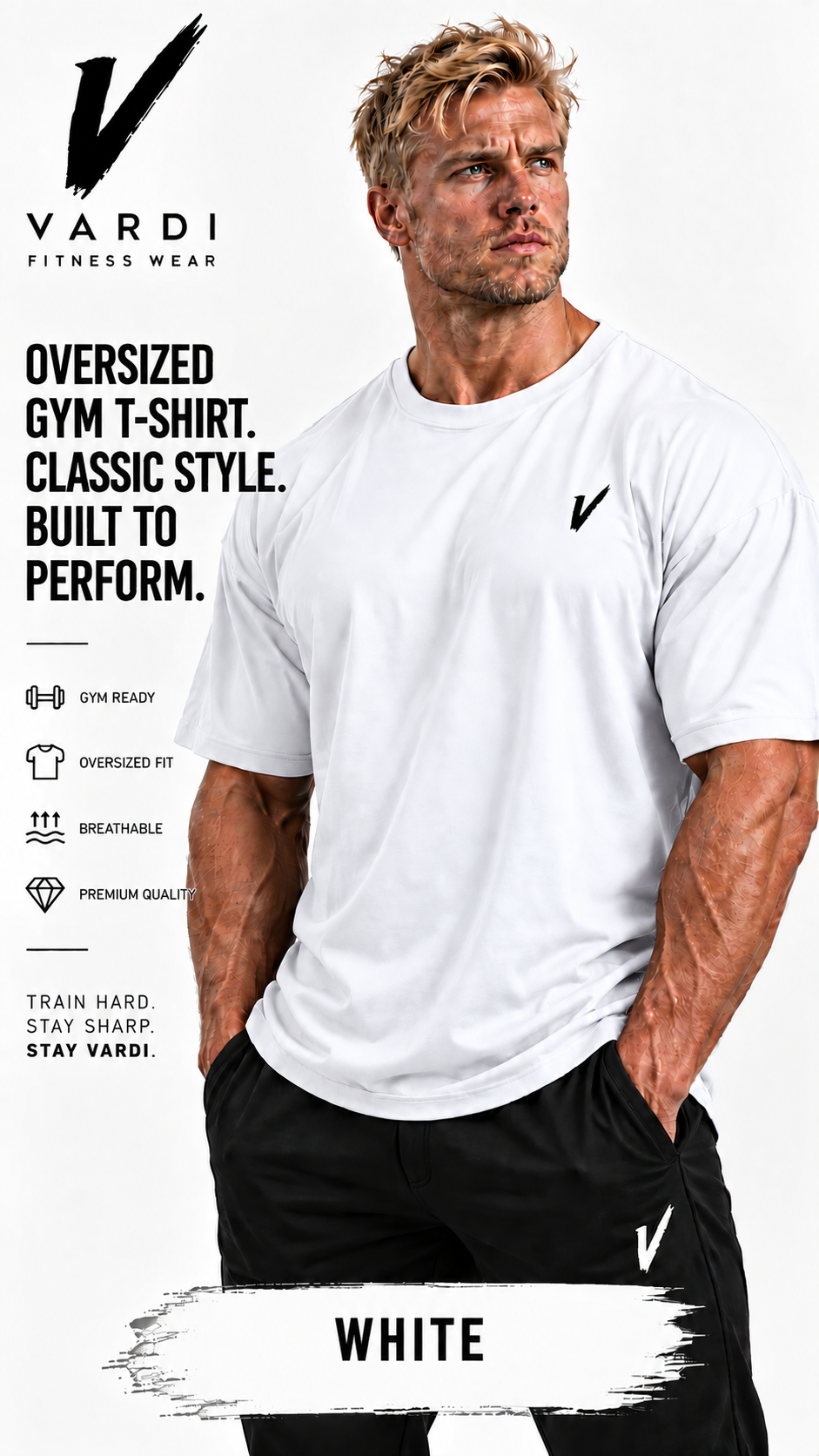 VARDI Oversized Men's Gym T-Shirt "Premium UK Fitness Wear”