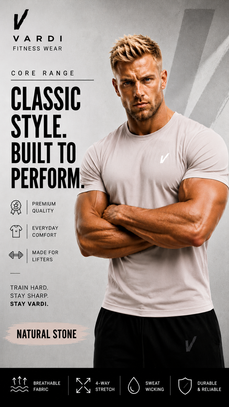 VARDI Classic Men's Gym T-Shirt "Premium UK Fitness Wear"