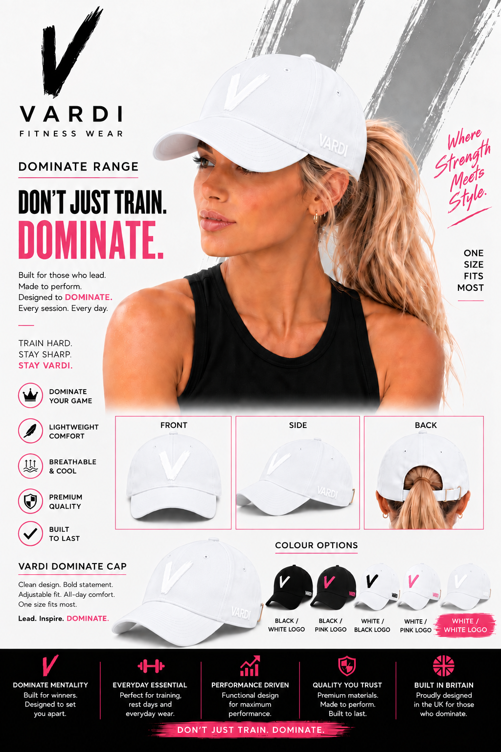 VARDI CORE Womens gym Multi-sports performance ponytail cap
