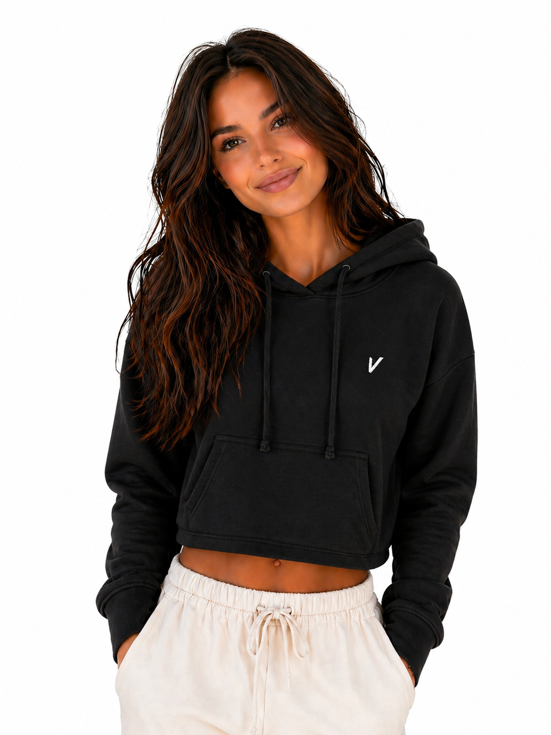 VARDI CORE Women’s Gym Cropped Hooded Long Sleeve T-Shirt "Premium UK Fitness Wear”
