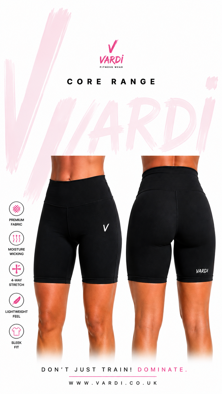 Women's VARDI CORE Legging Shorts 'Premium UK Fitness Wear"