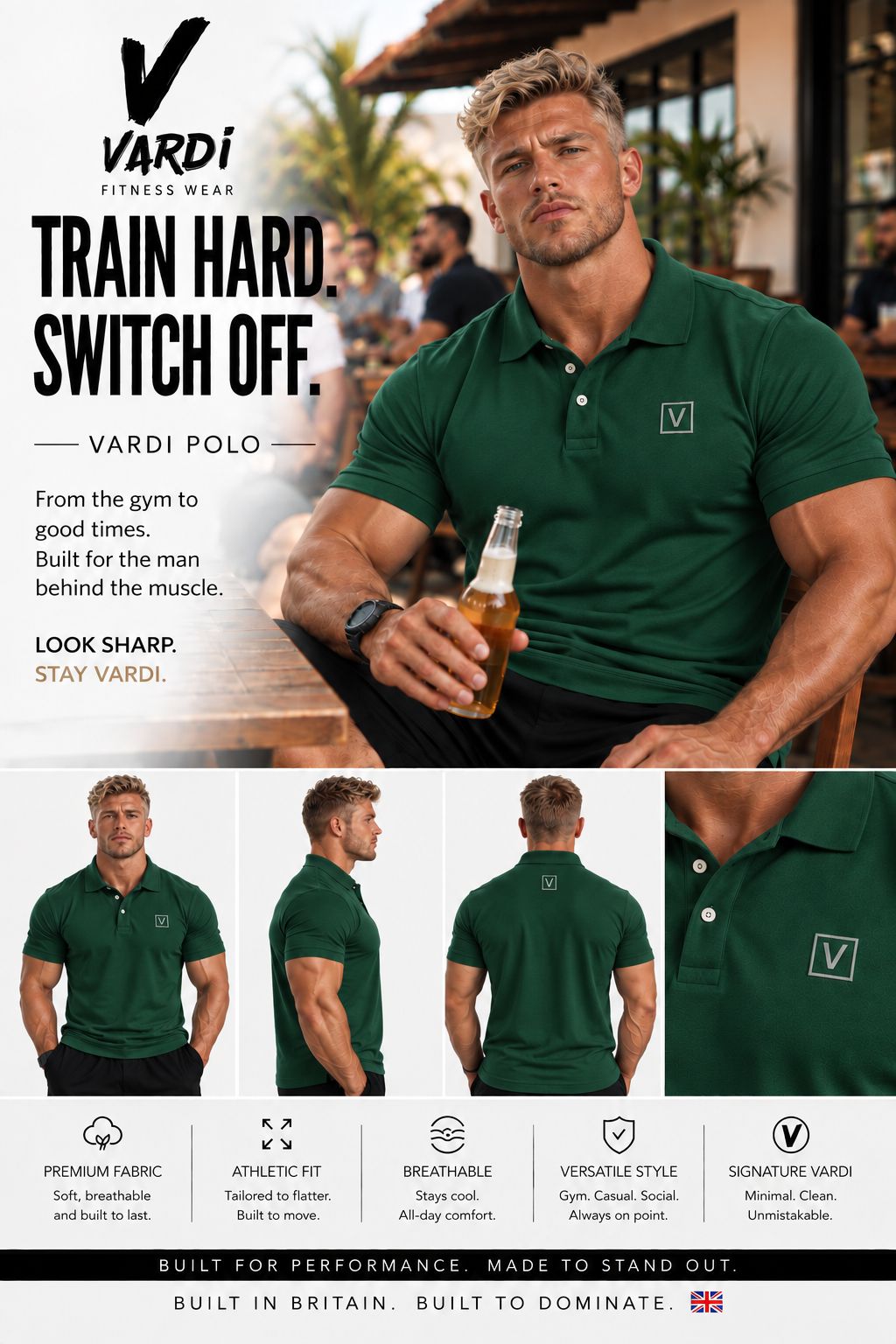 VARDI LUXE Men’s Performance Polo Shirt "Premium UK Fitness Wear”