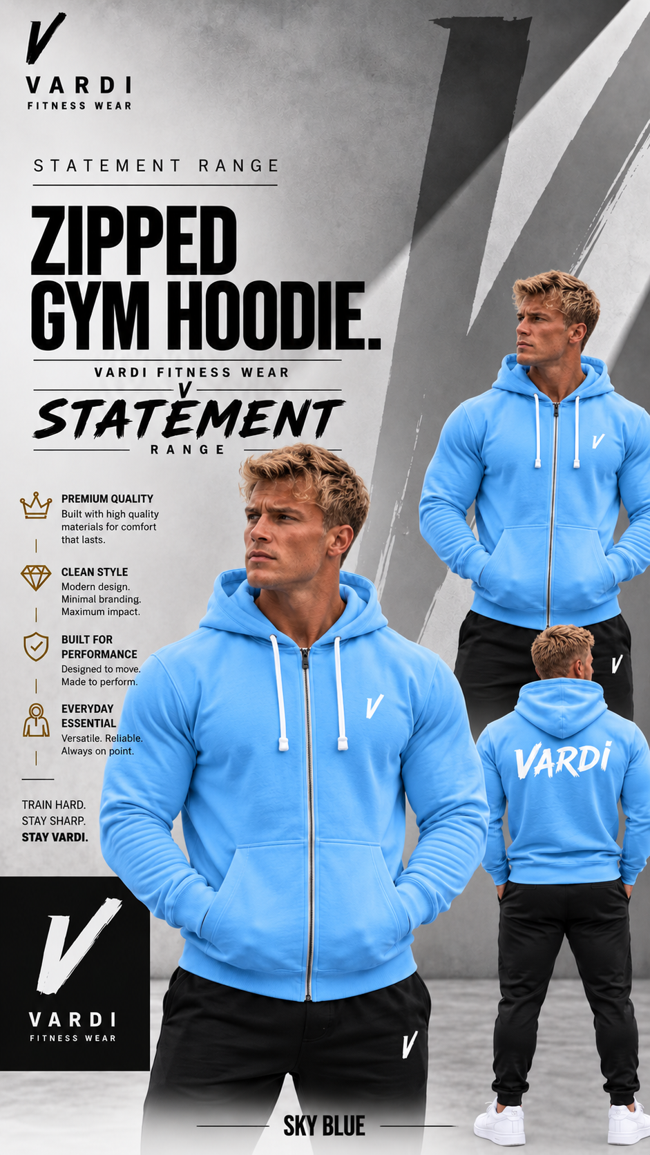 VARDI STATEMENT ZIP Gym Hoodie " Premium Fitness Wear "