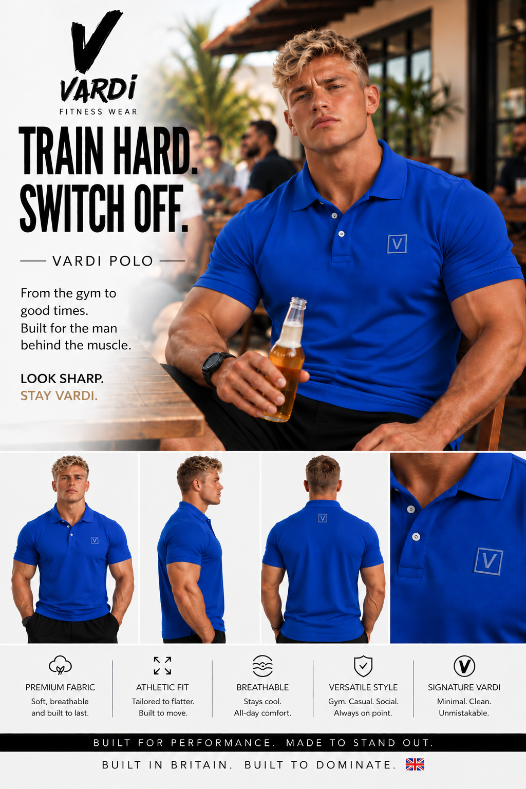 VARDI LUXE Men’s Performance Polo Shirt "Premium UK Fitness Wear”