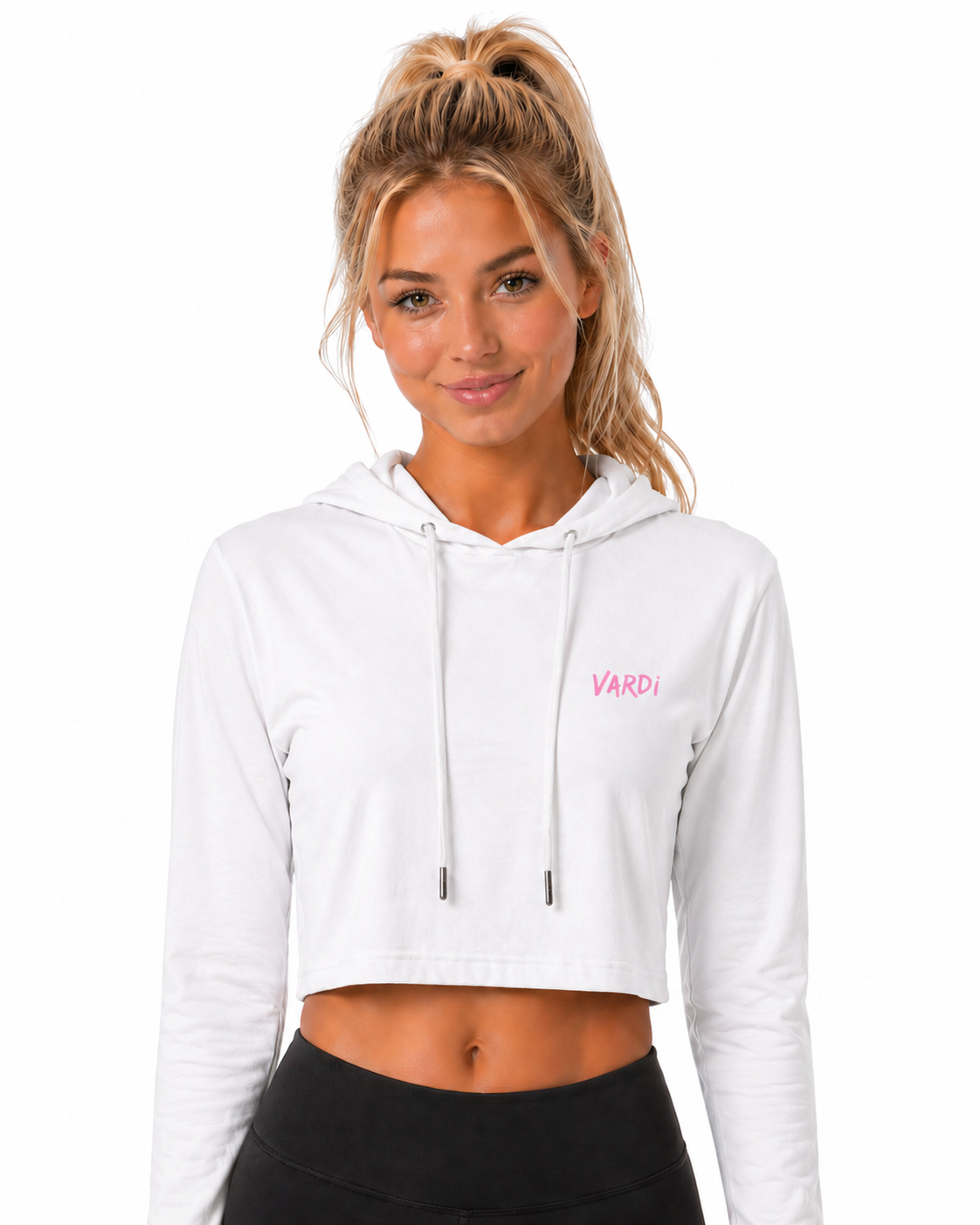 VARDI SIGNATURE Womens Gym Selection cropped hooded long sleeve t-shirt "Premium UK Fitness Wear”