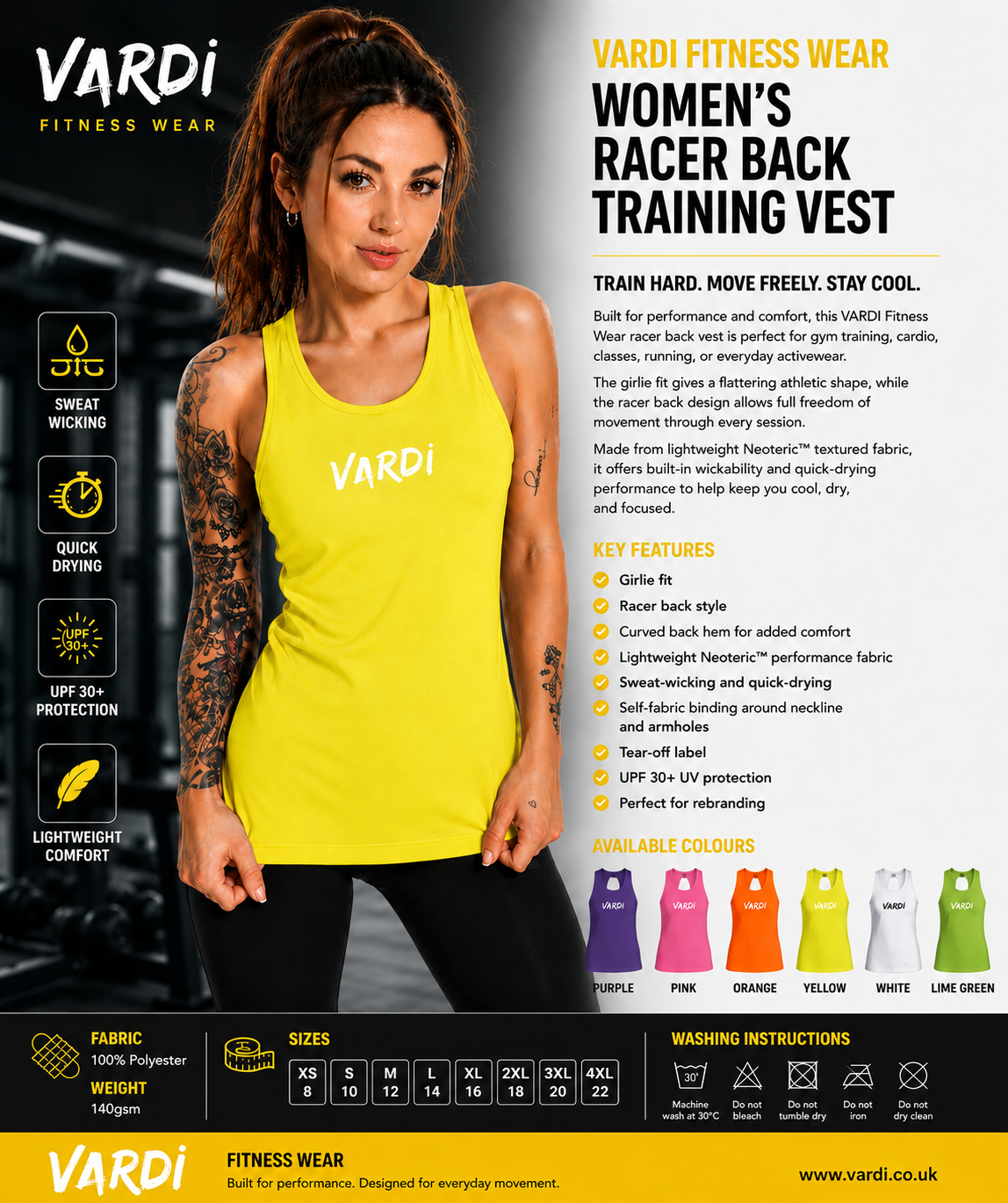 VARDI STATEMENT Women’s Racer Back Training Vest "Premium UK Fitness Wear”