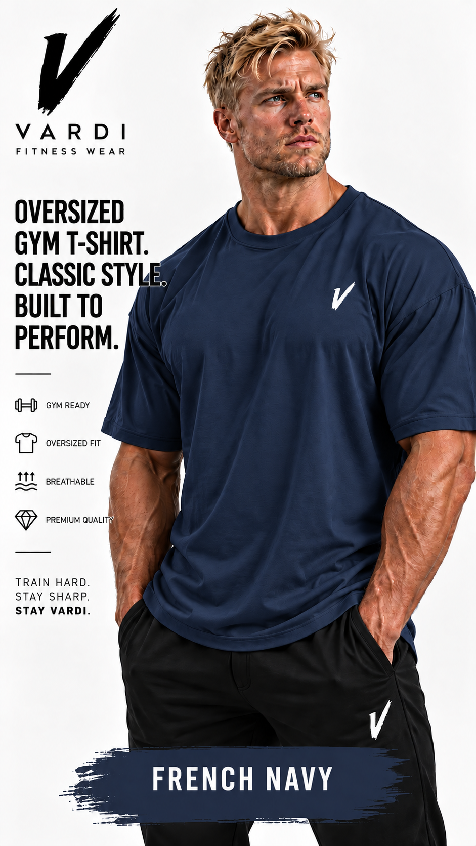 VARDI Oversized Men's Gym T-Shirt "Premium UK Fitness Wear”