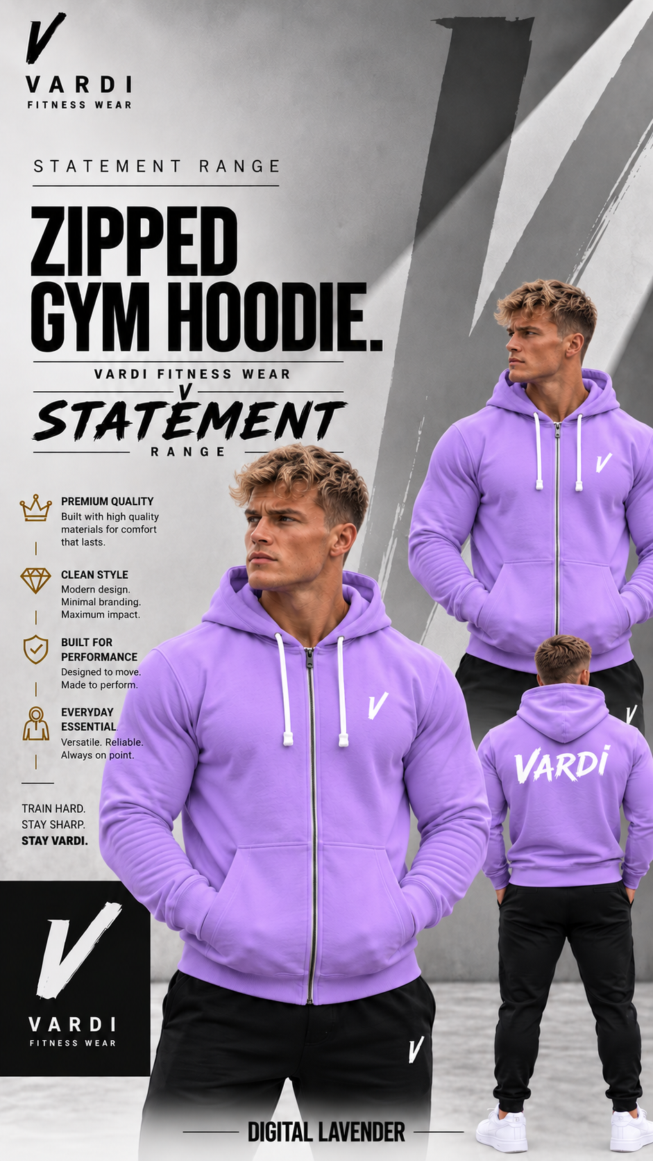 VARDI STATEMENT ZIP Gym Hoodie " Premium Fitness Wear "