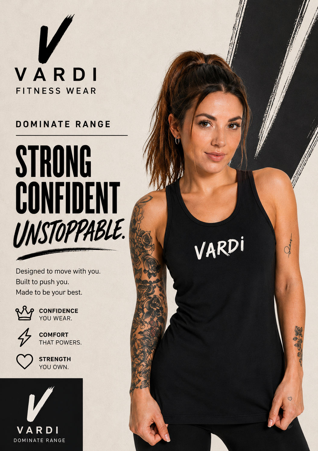 VARDI STATEMENT Women’s Racer Back Training Vest "Premium UK Fitness Wear”