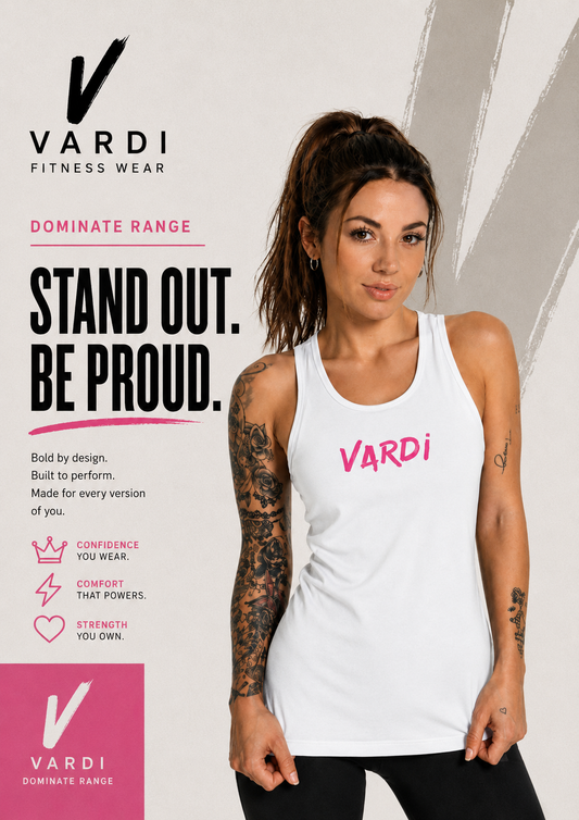 VARDI STATEMENT Women’s Racer Back Training Vest "Premium UK Fitness Wear”