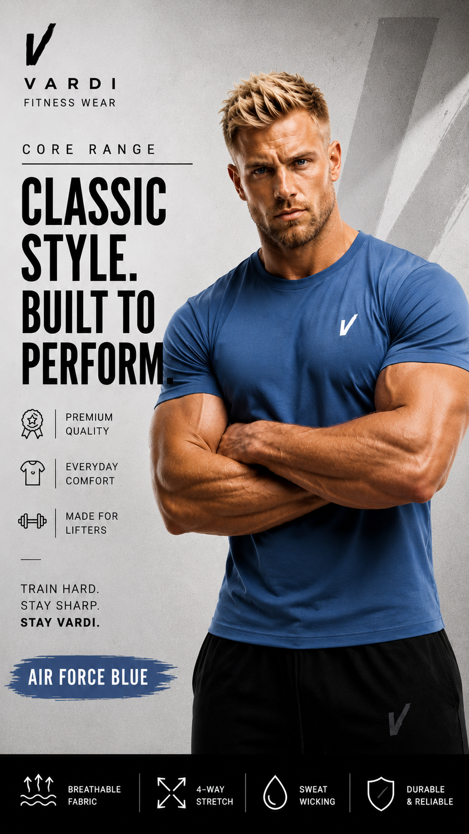 VARDI Classic Men's Gym T-Shirt "Premium UK Fitness Wear"