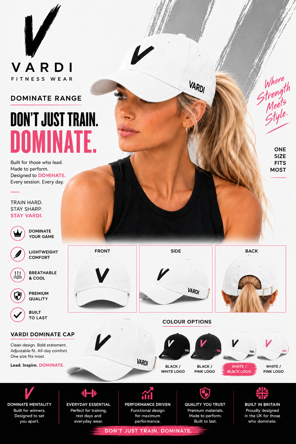 VARDI CORE Womens gym Multi-sports performance ponytail cap