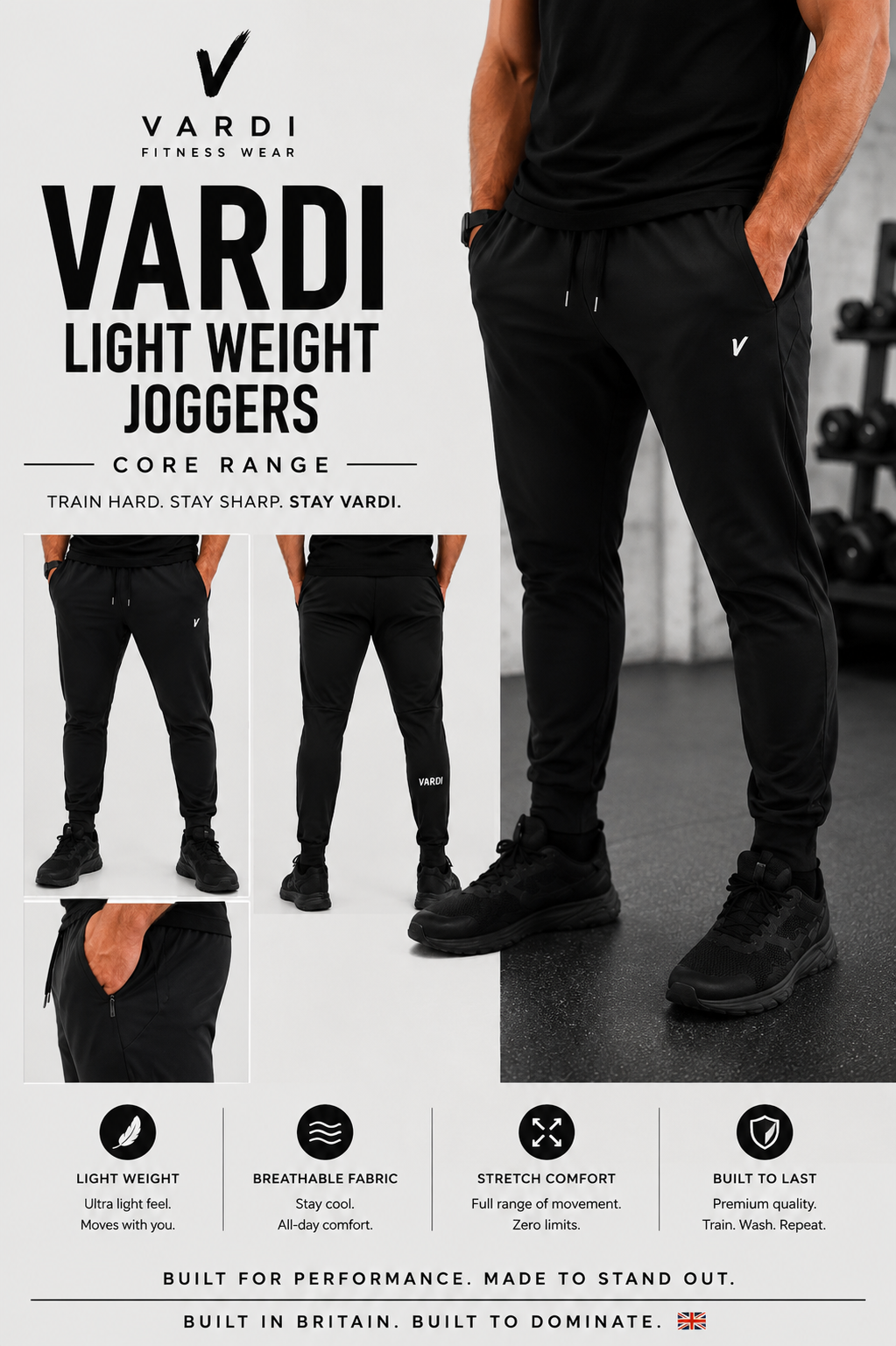 VARDI CORE Slim Fit Joggers "Premium UK Fitness Wear”