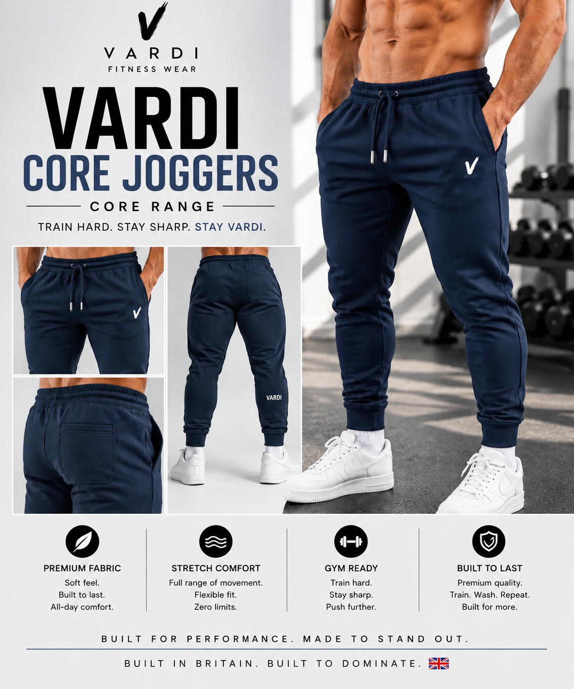 VARDI CORE Men’s Authentic Jog Pants "Premium UK Fitness Wear”