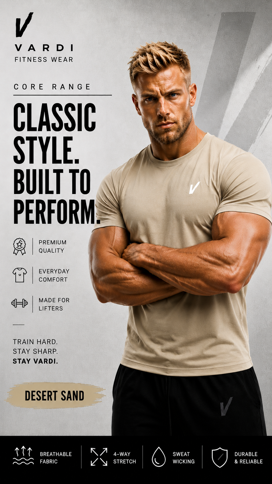 VARDI Classic Men's Gym T-Shirt "Premium UK Fitness Wear"