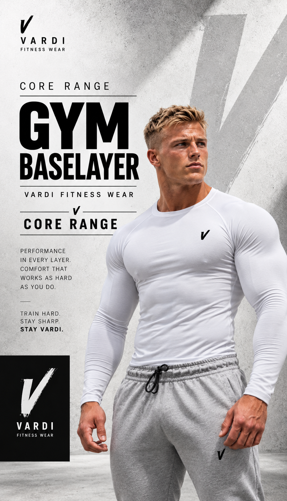 VARDI Men's Muscle Fit Baselayer "Premium UK Fitness Wear”