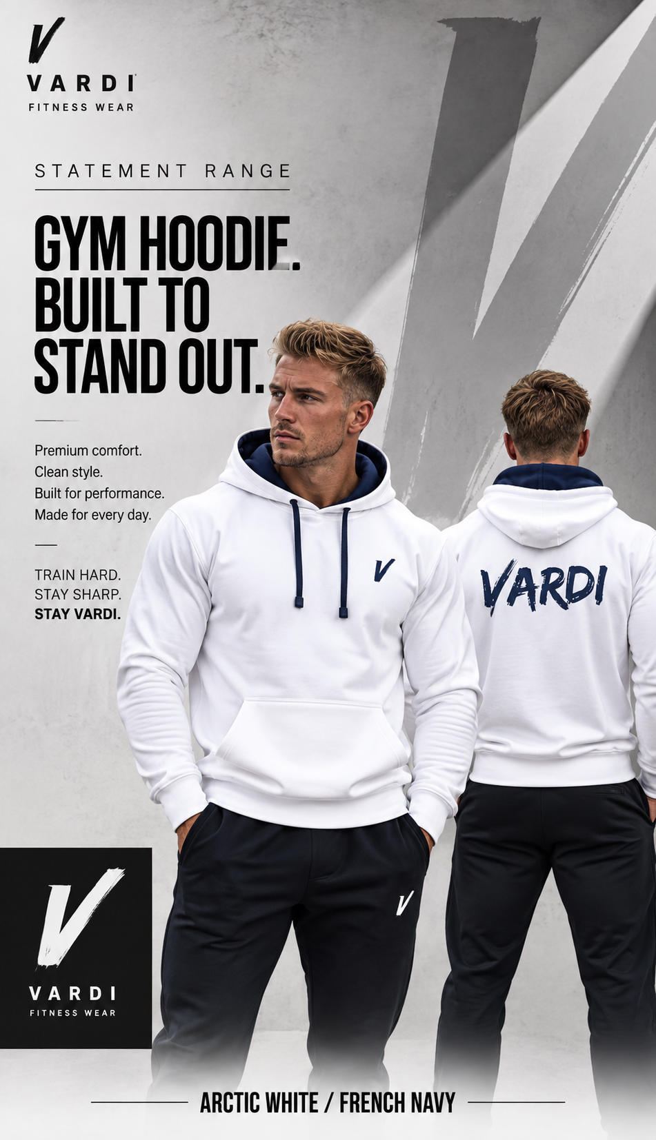 VARDI STATEMENT Men's Gym Hoodie "Premium UK Fitness Wear”