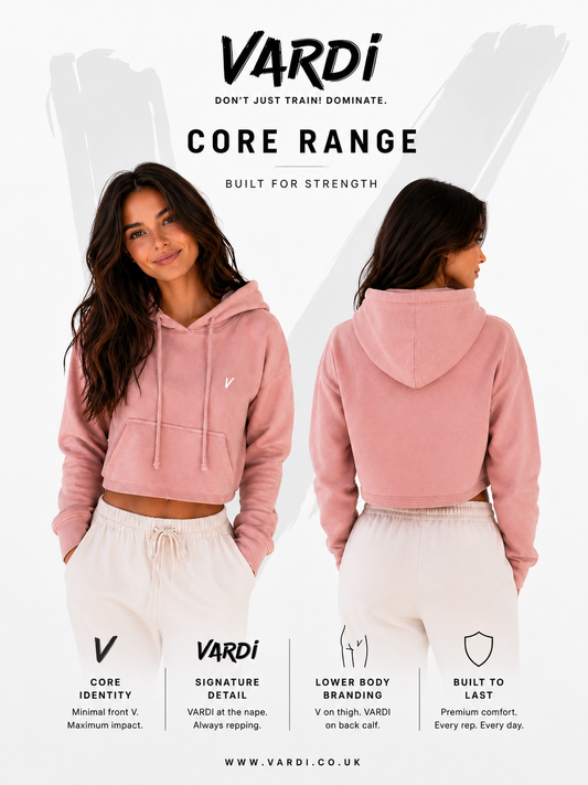 VARDI CORE Women’s Gym Cropped Hooded Long Sleeve T-Shirt "Premium UK Fitness Wear”