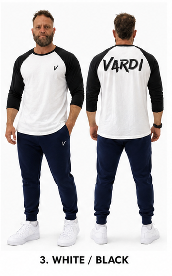 VARDI ¾ Sleeve Baseball T-Shirt "Premium UK Fitness Wear”