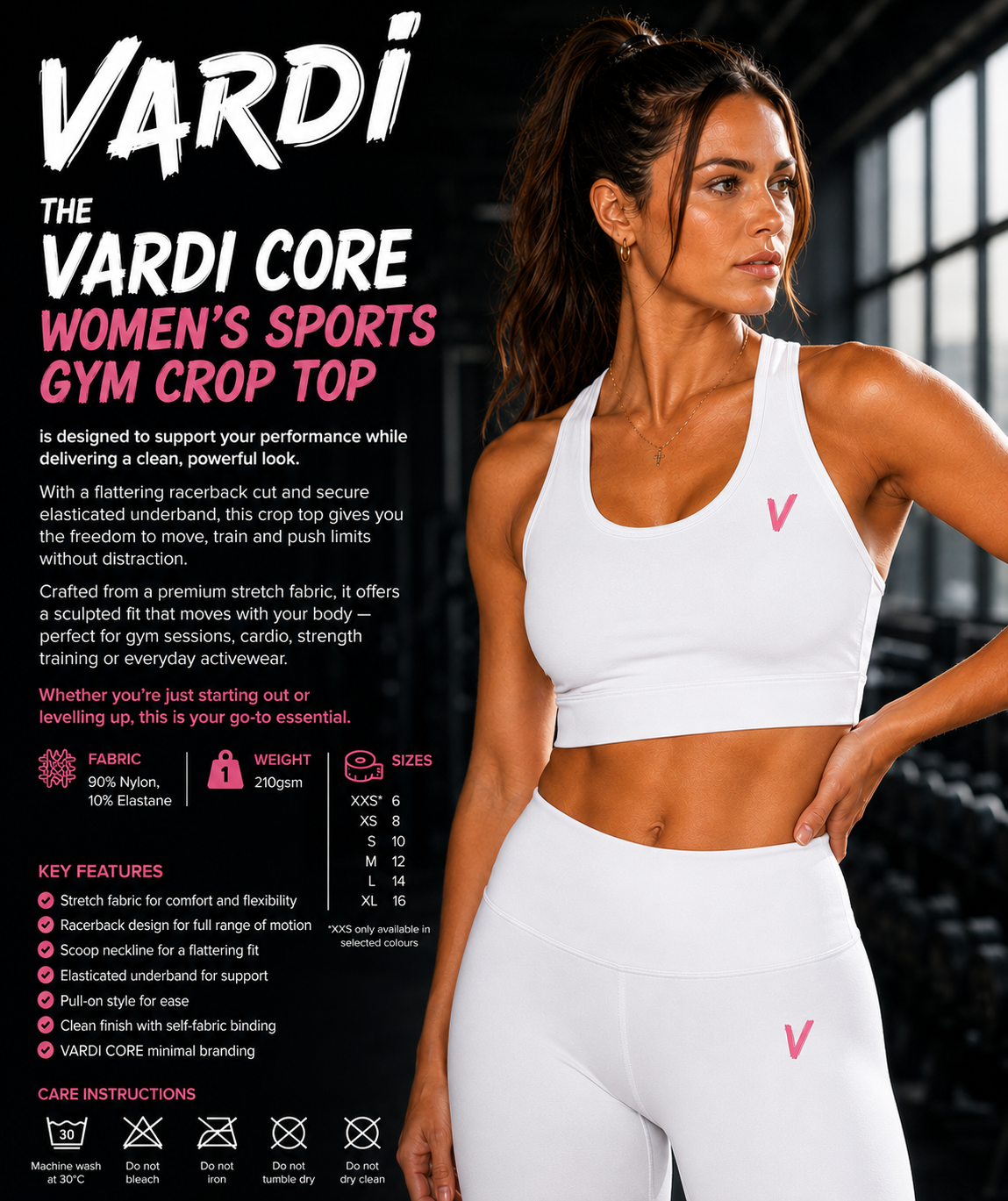 VARDI CORE Women’s Sports Gym Crop Top "Premium UK Fitness Wear”