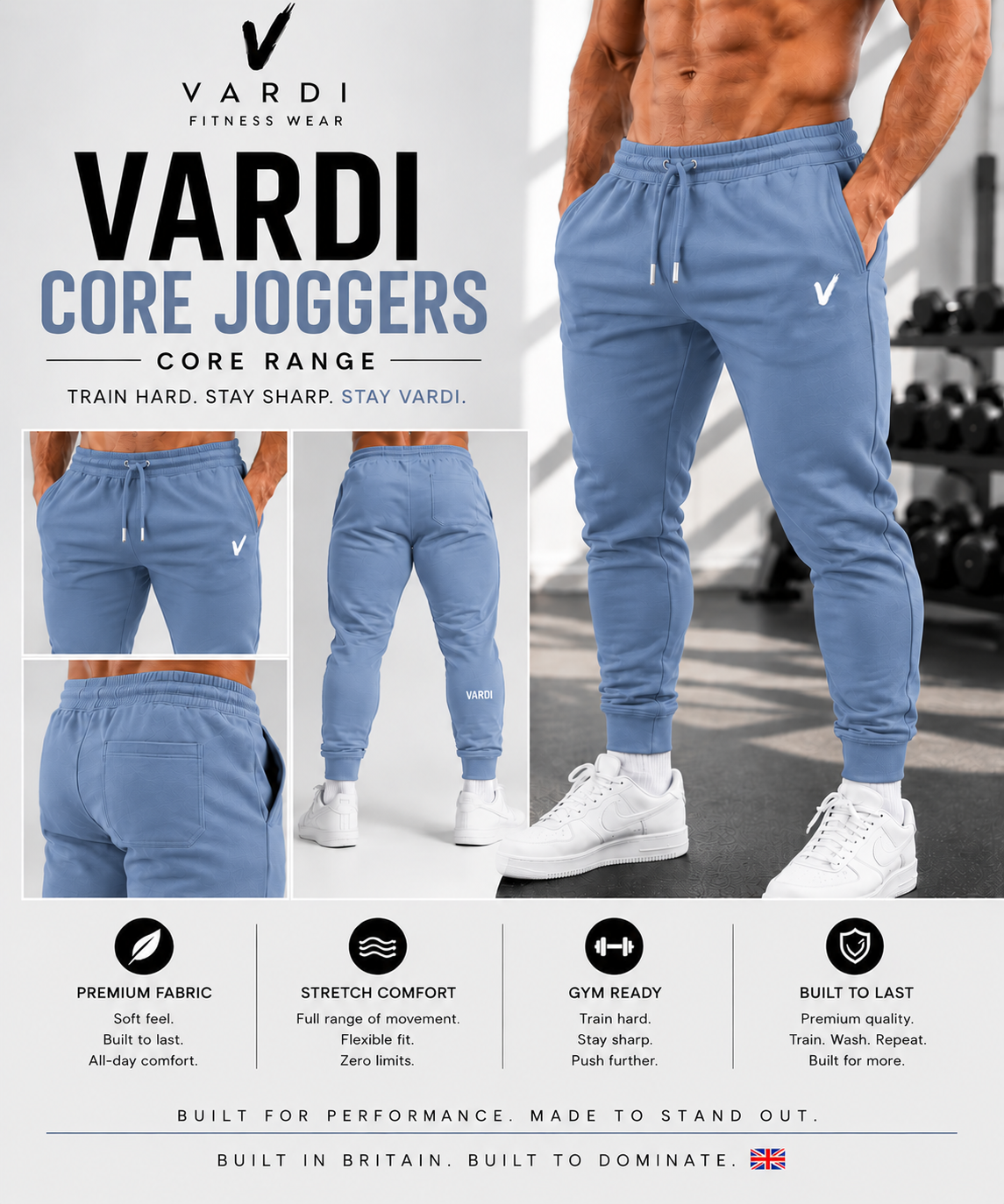VARDI CORE Men’s Authentic Jog Pants "Premium UK Fitness Wear”