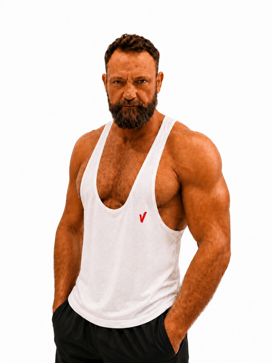 VARDI CORE Men’s Training Vest –  Fire Red Logo  "Premium UK Fitness Wear”
