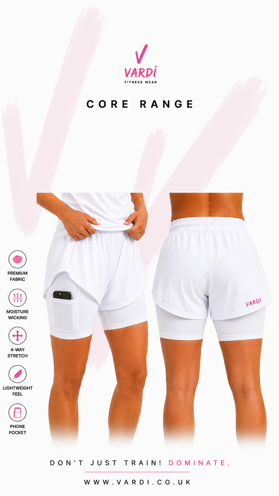 VARDI CORE Women’s Performance Support Shorts "Premium UK Fitness Wear”