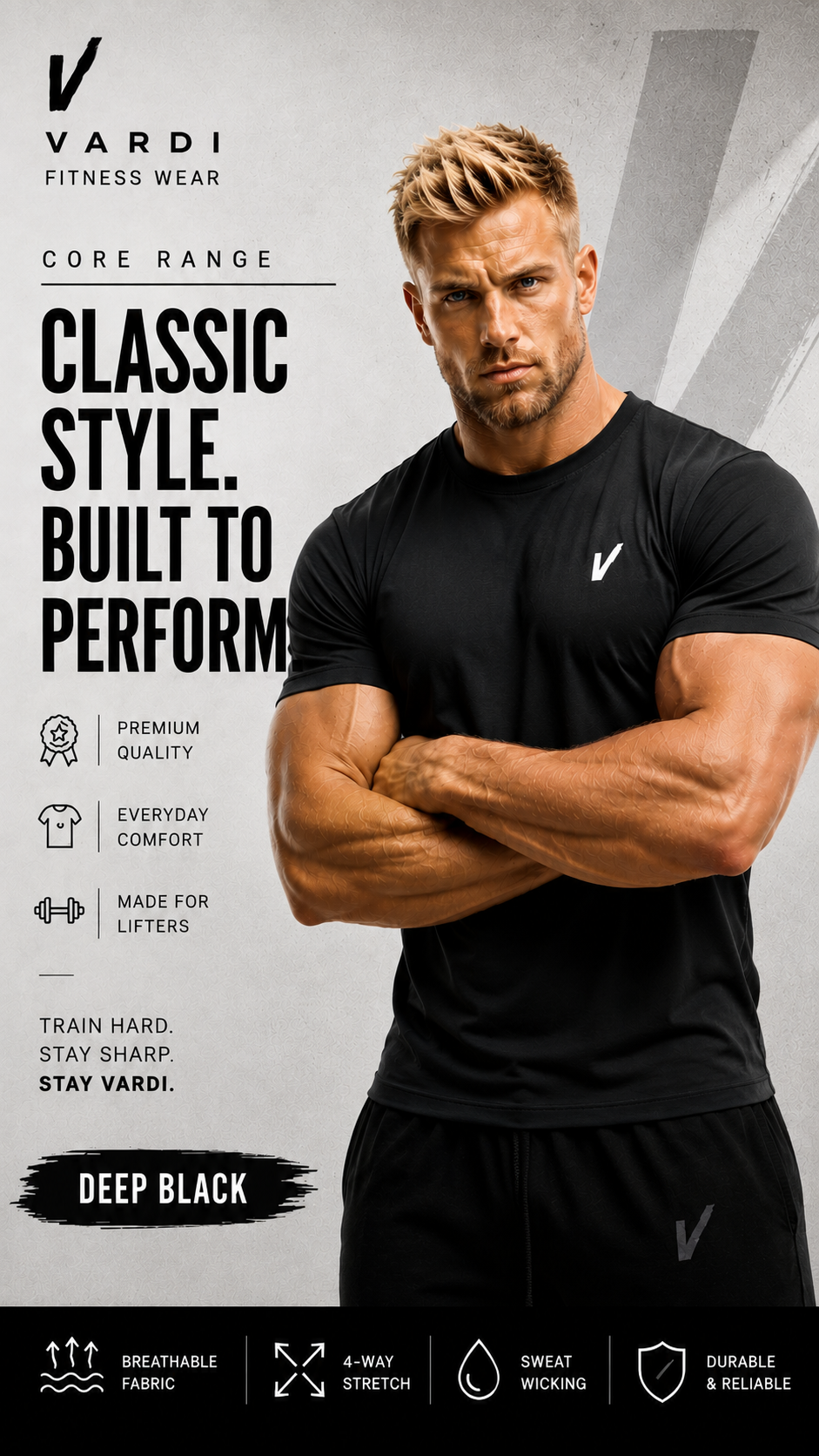 VARDI Classic Men's Gym T-Shirt "Premium UK Fitness Wear"