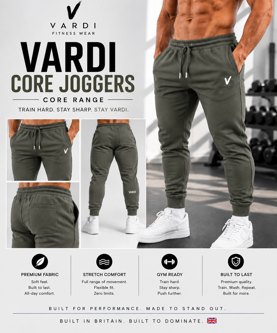 VARDI CORE Men’s Authentic Jog Pants "Premium UK Fitness Wear”