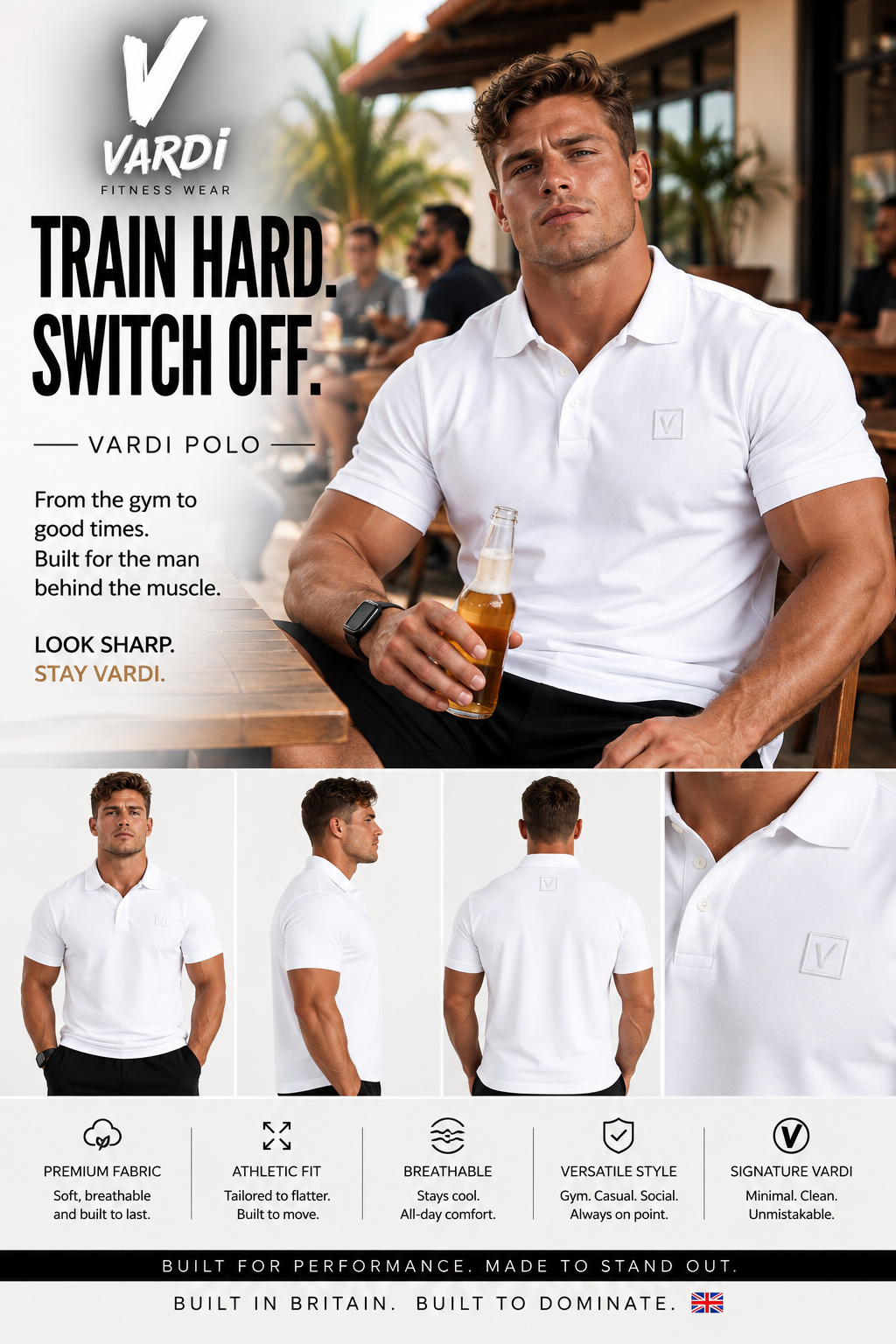 VARDI LUXE Men’s Performance Polo Shirt "Premium UK Fitness Wear”