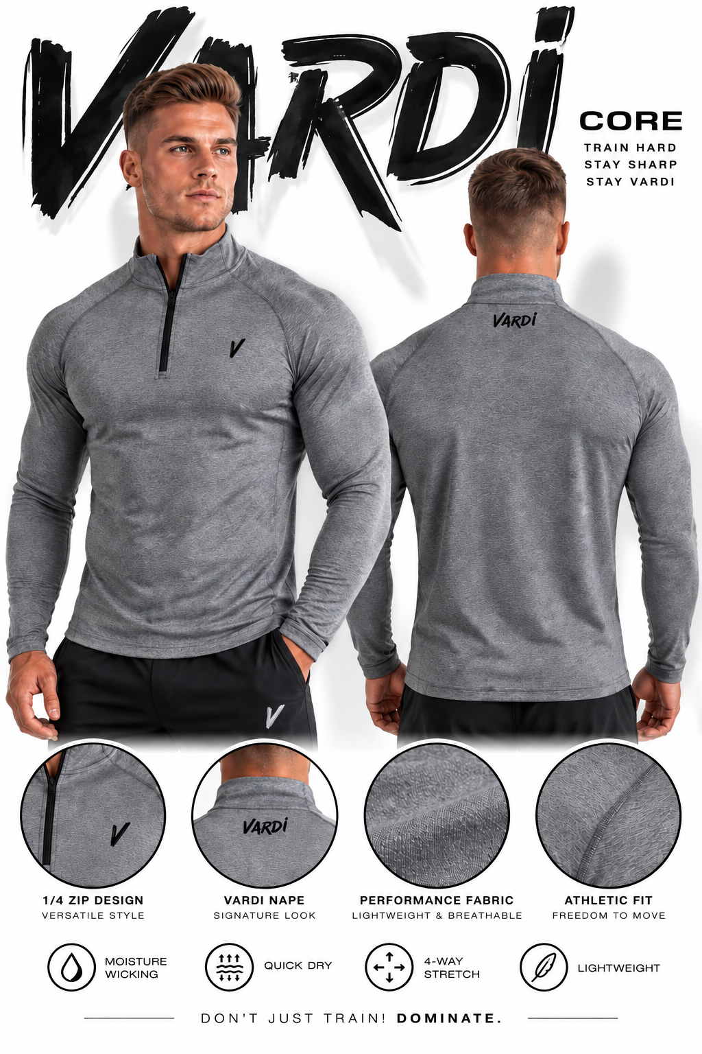 VM07 - VARDI Men’s ¼ Zip Performance Top