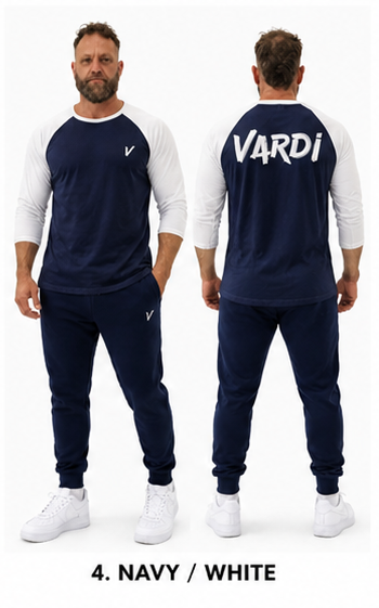 VARDI ¾ Sleeve Baseball T-Shirt "Premium UK Fitness Wear”