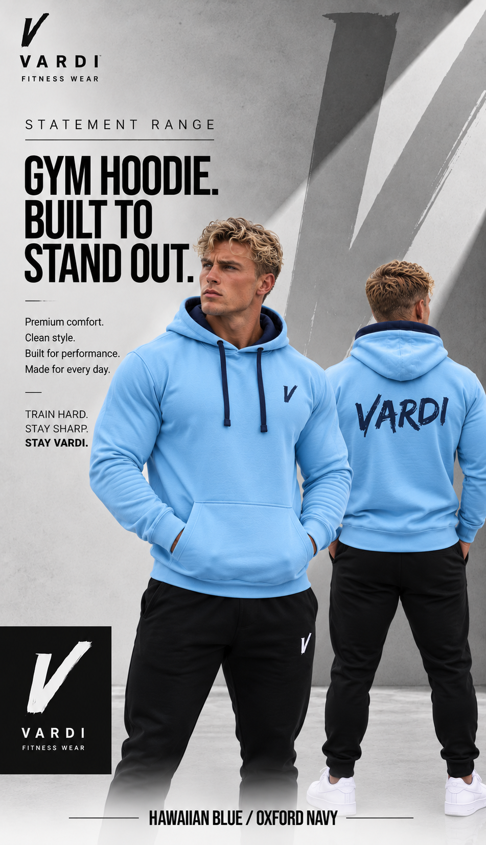VARDI STATEMENT Men's Gym Hoodie "Premium UK Fitness Wear”