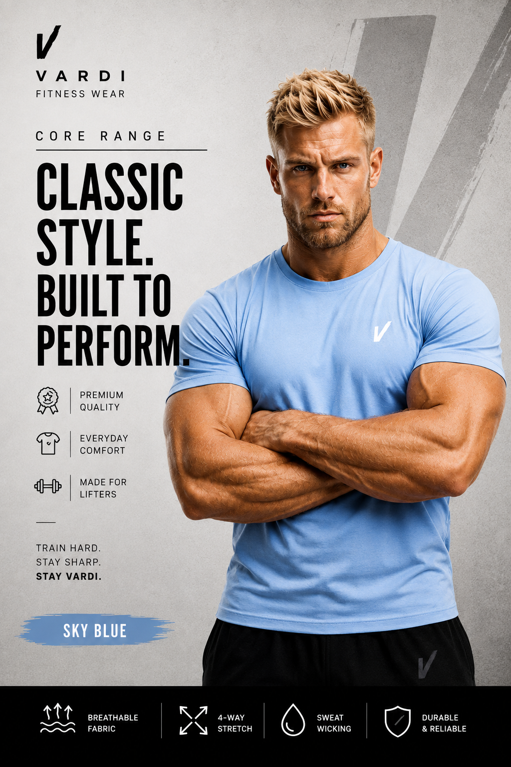 VARDI Classic Men's Gym T-Shirt "Premium UK Fitness Wear"