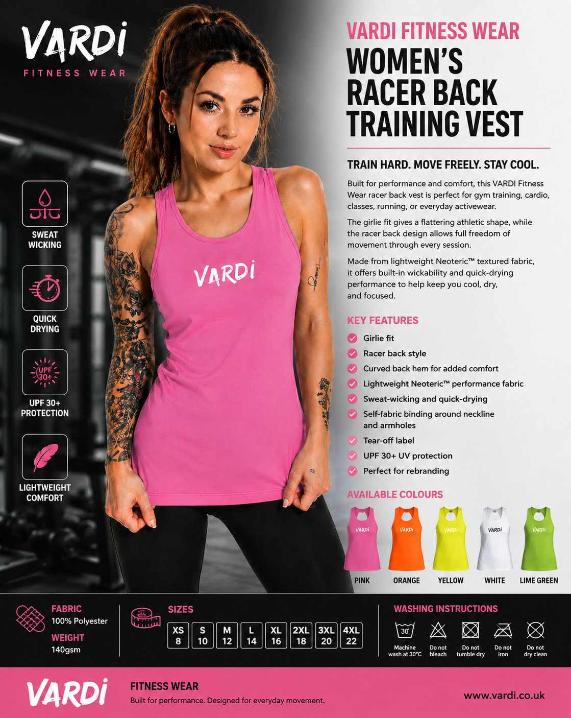 VARDI STATEMENT Women’s Racer Back Training Vest "Premium UK Fitness Wear”