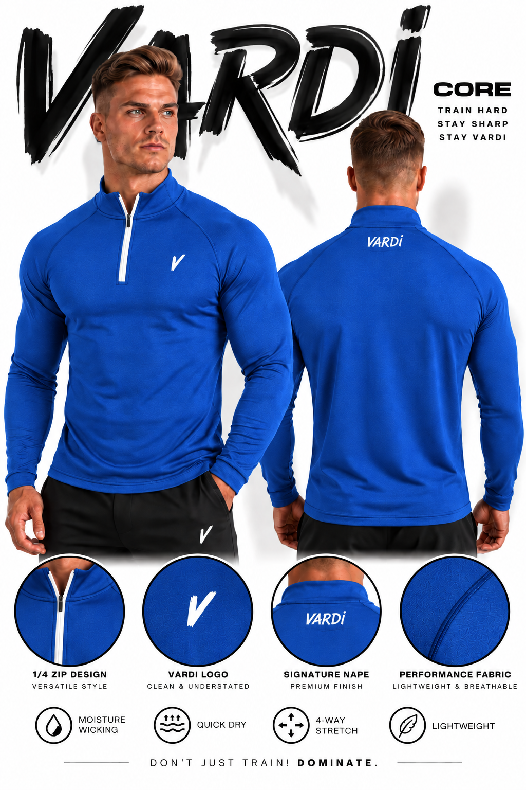 VM07 - VARDI Men’s ¼ Zip Performance Top