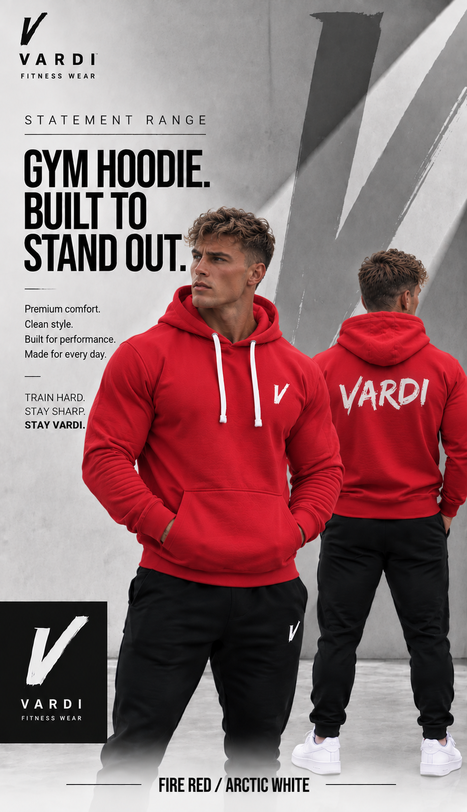 VARDI STATEMENT Men's Gym Hoodie "Premium UK Fitness Wear”