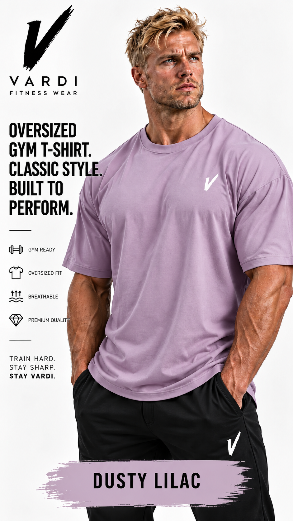 VARDI Oversized Men's Gym T-Shirt "Premium UK Fitness Wear”