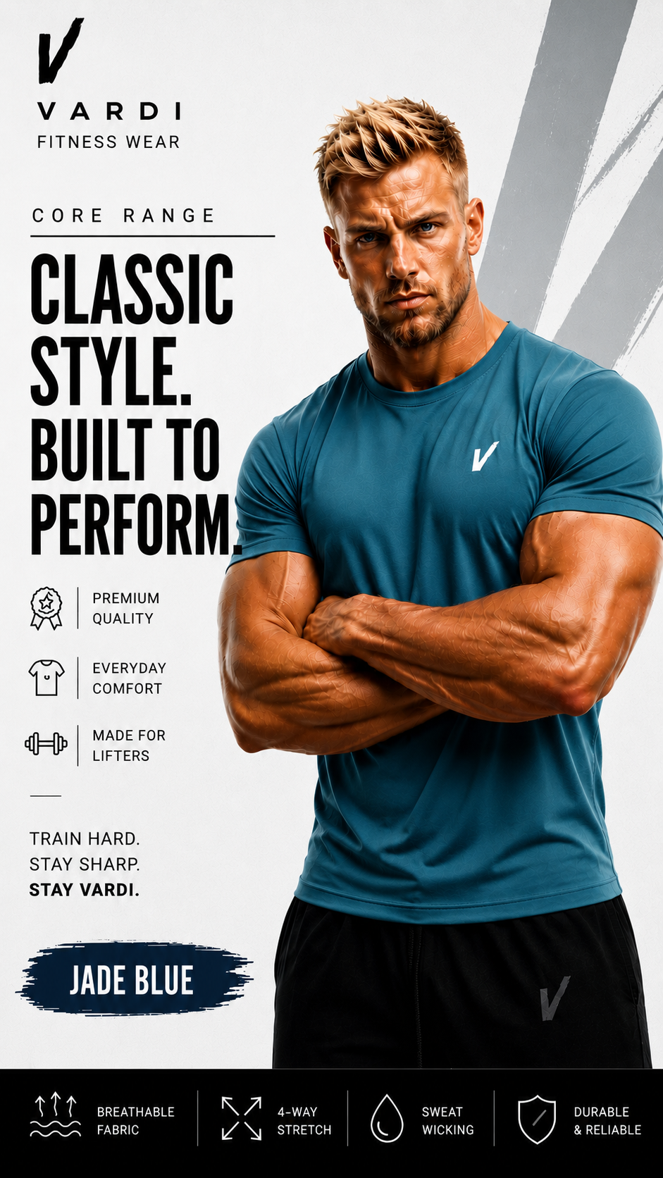 VARDI Classic Men's Gym T-Shirt "Premium UK Fitness Wear"