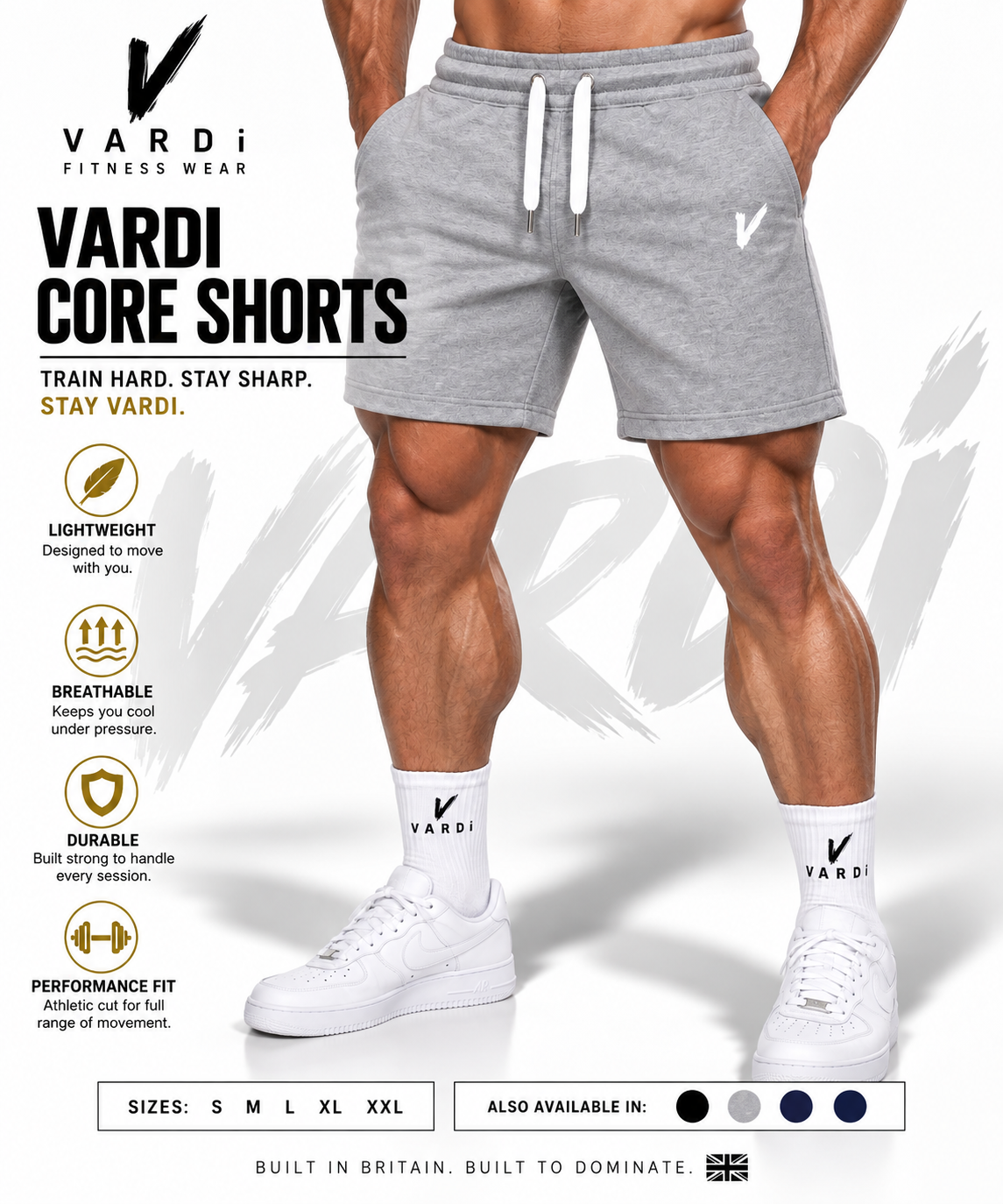 VARDI CORE Men’s Gym Shorts "Premium UK Fitness Wear”
