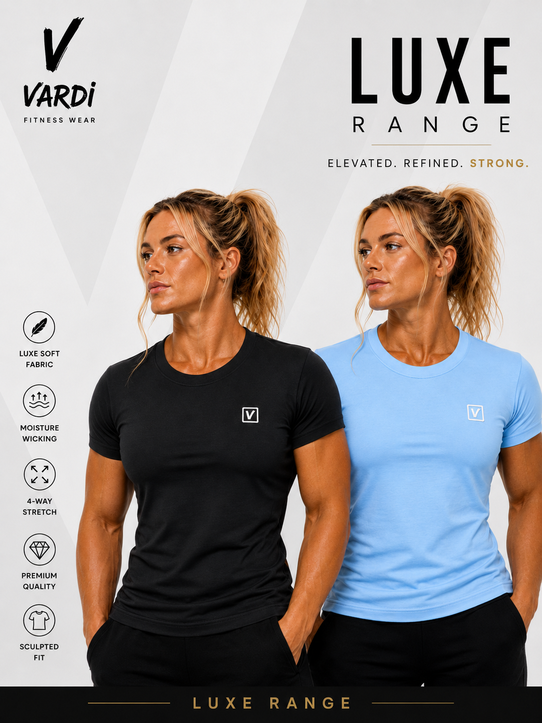 VARDI LUXE Women's Gym Muscle Fit T-Shirt – ClimaCool "Premium UK Fitness Wear”