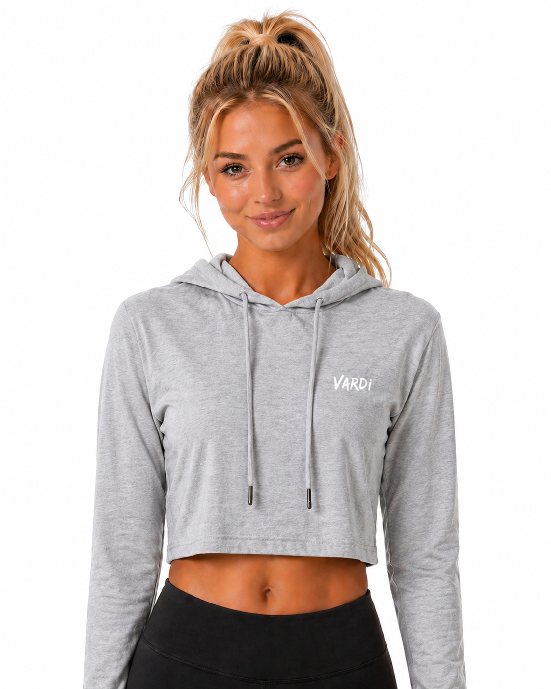 VARDI SIGNATURE Womens Gym Selection cropped hooded long sleeve t-shirt "Premium UK Fitness Wear”