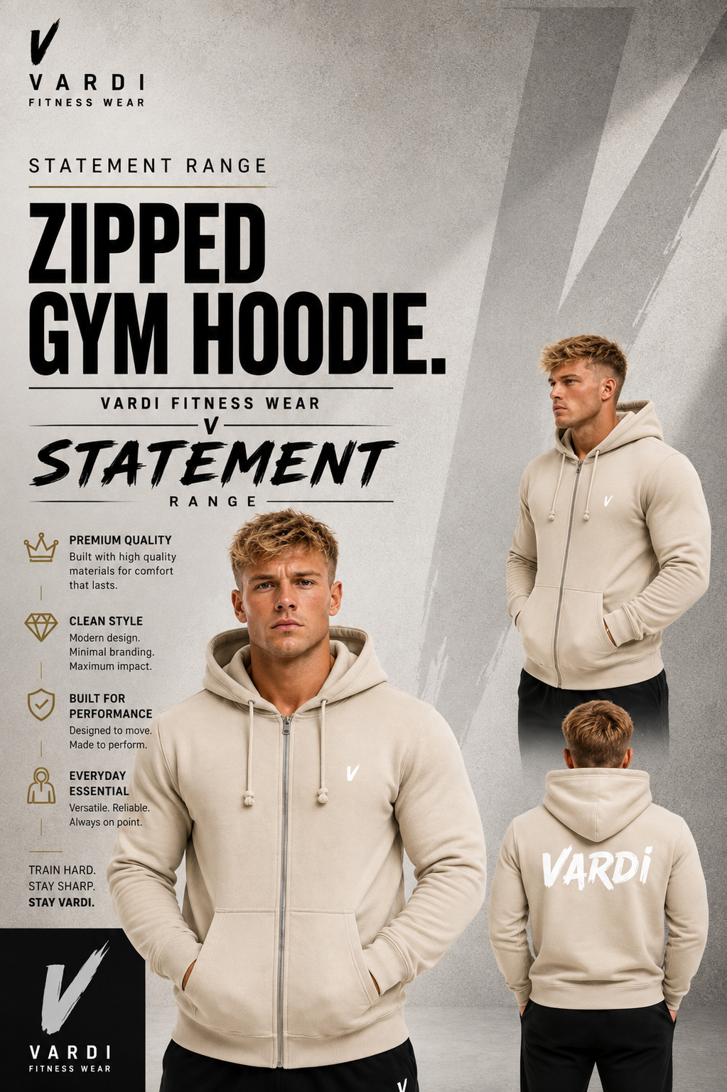 VARDI STATEMENT ZIP Gym Hoodie " Premium Fitness Wear "